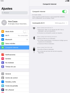 Pulsa Contraseña Wi-Fi e introduce una contraseña.