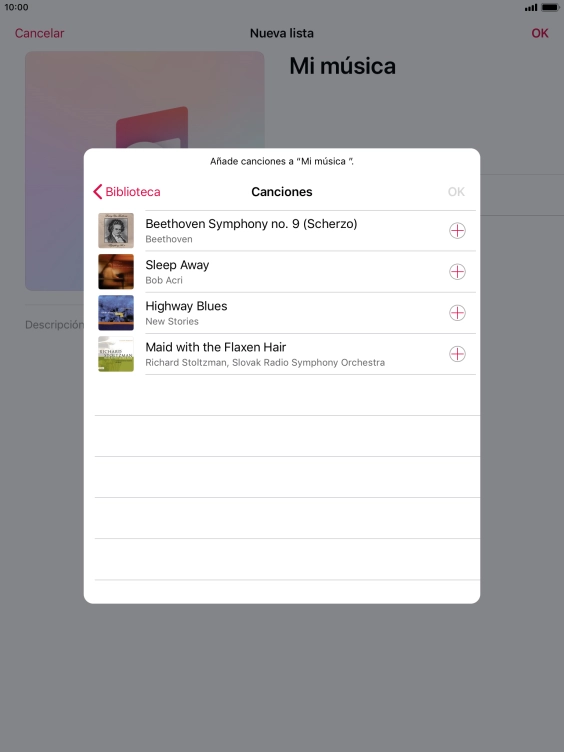 Desplázate a la categoría deseada y pulsa el archivo de música deseado.