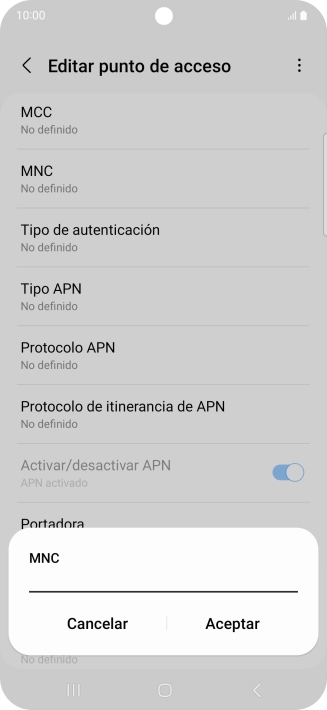 Introduce 01 y pulsa Aceptar.