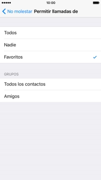 Pulsa el ajuste deseado para seleccionar qué contactos te pueden llamar cuando la función de 