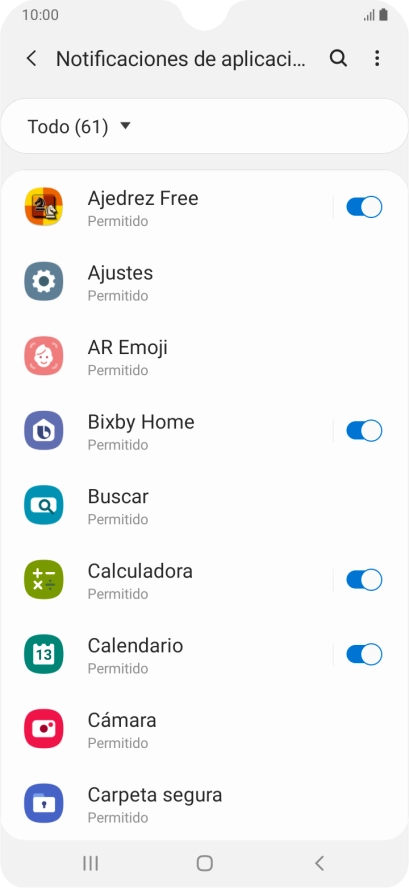 Pulsa el indicador junto a las apps deseadas para activar o desactivar la función.