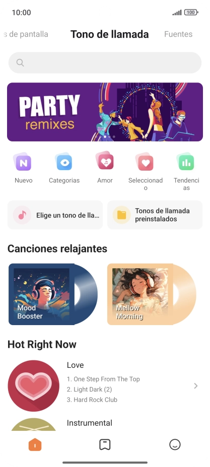 Si deseas seleccionar un timbre de llamada que no sea un timbre de llamada predeterminado, pulsa Elige un tono de lla... y sigue las indicaciones de la pantalla para seleccionar la melodía deseada. Si deseas seleccionar un timbre de llamada que no sea un timbre de llamada predeterminado, pulsa Elige un tono de lla... y sigue las indicaciones de la pantalla para seleccionar la melodía deseada.