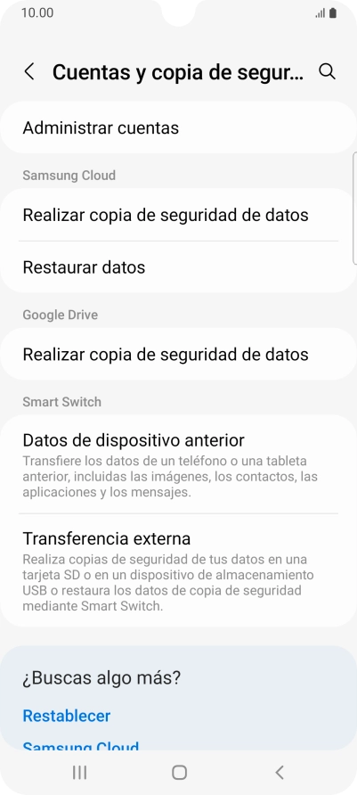 Pulsa Administrar cuentas.