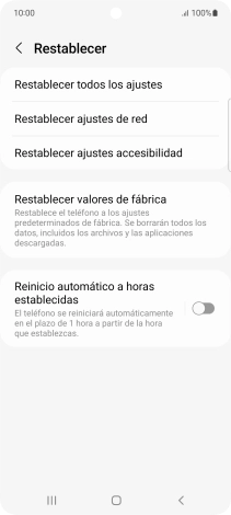 Pulsa Restablecer valores de fábrica.