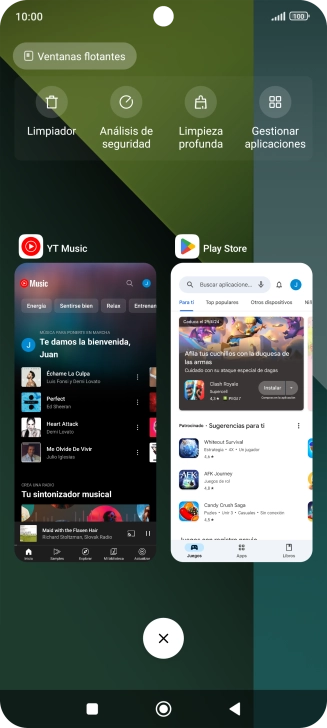 Para cerrar una sola aplicación en ejecución, desliza el dedo hacia la derecha sobre la aplicación deseada.