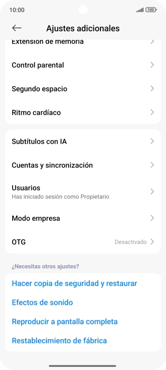 Pulsa Cuentas y sincronización.