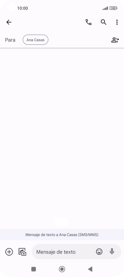 Pulsa en el campo de escritura  y escribe el texto del mensaje corto.