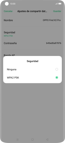 Pulsa WPA2 PSK para proteger la conexión wifi con una contraseña.