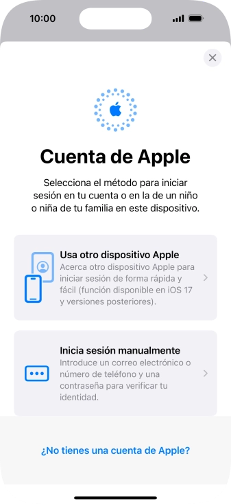 Pulsa Inicia sesión manualmente.