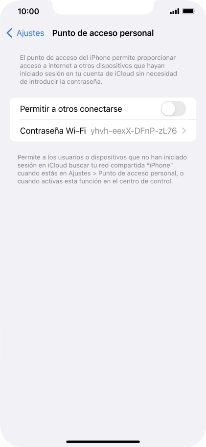 Pulsa Contraseña Wi-Fi e introduce una contraseña.
