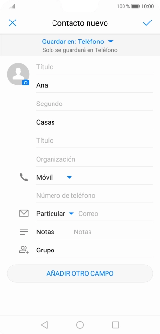 Pulsa Número de teléfono e introduce el número de teléfono deseado.
