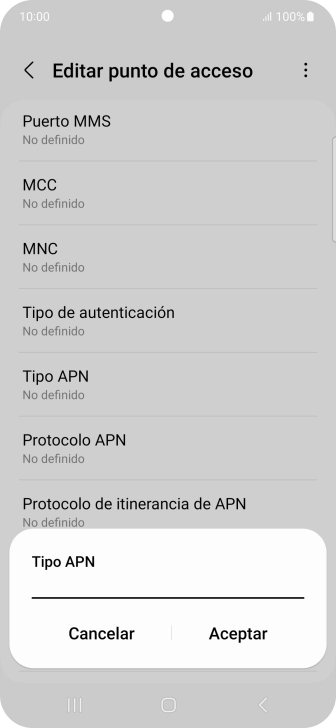 Introduce default y pulsa Aceptar.