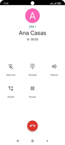 Pulsa el icono de finalizar llamada.