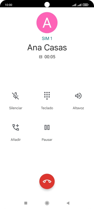 Pulsa el icono de finalizar llamada.