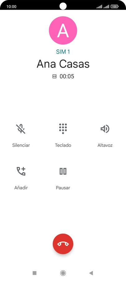 Pulsa el icono de finalizar llamada.