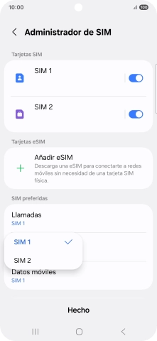 Pulsa la SIM de la línea móvil deseada.