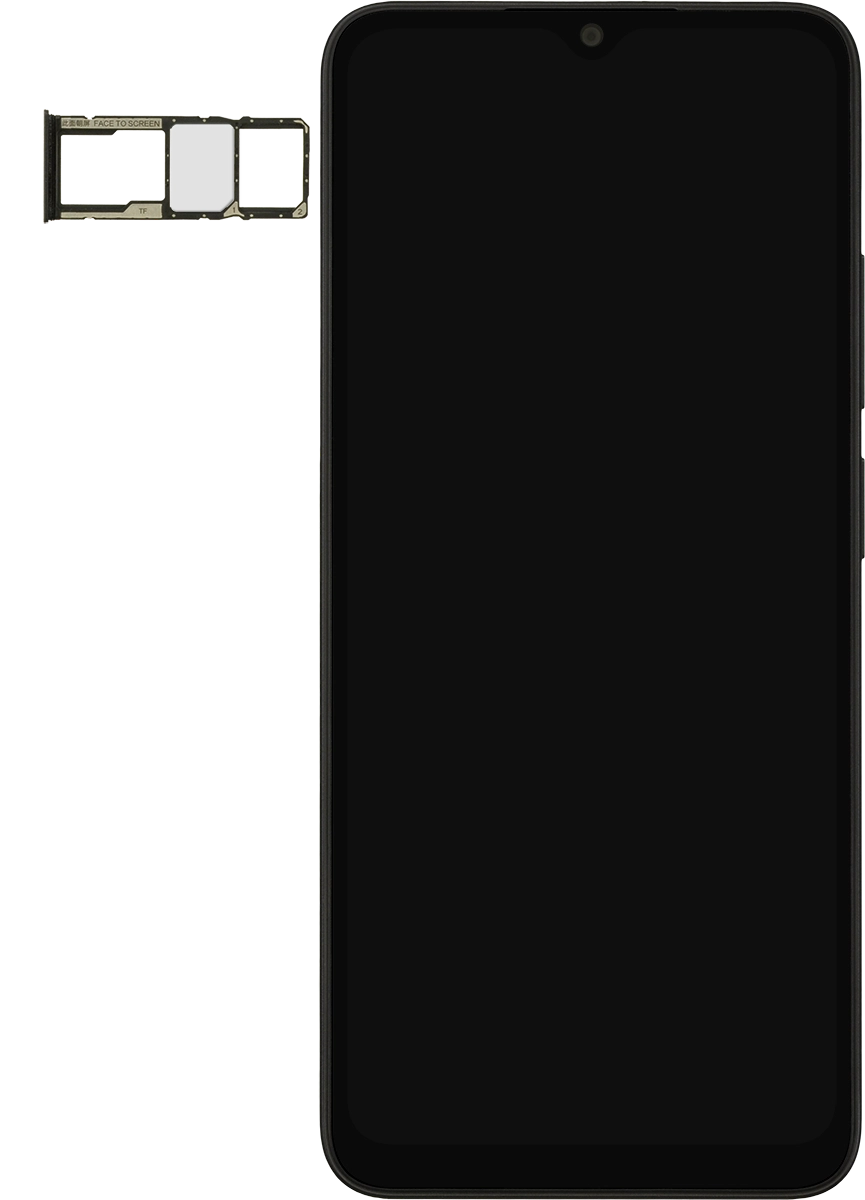 Gira la tarjeta SIM de modo que la esquina biselada de la tarjeta coincida con la esquina biselada del segundo contenedor. A continuación insértala en el contenedor.