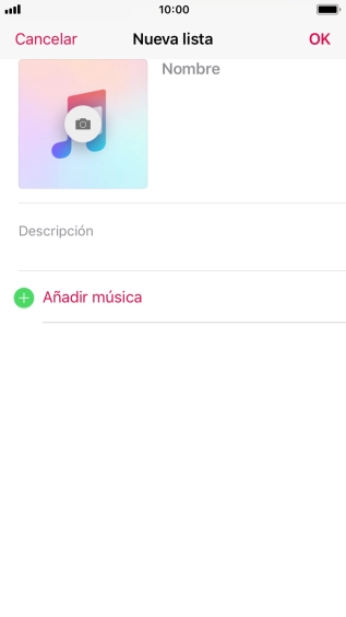 Pulsa en el campo de escritura e introduce el nombre de la lista de reproducción.