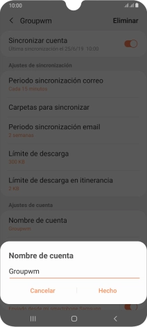 Introduce el nombre deseado de la cuenta de correo electrónico y pulsa Hecho.