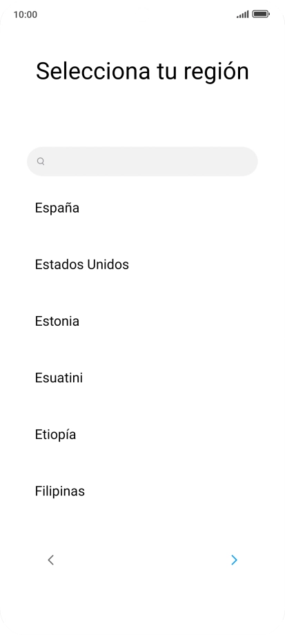 Pulsa el país o el área deseados.