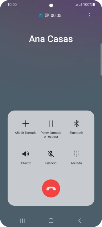 Pulsa el icono de finalizar llamada.