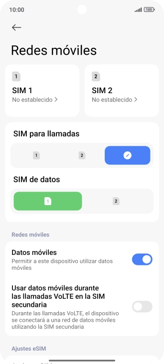 Pulsa la tarjeta SIM deseada.