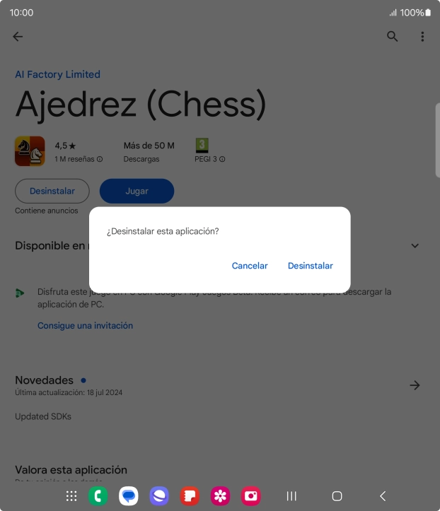 Pulsa Desinstalar.