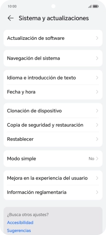 Pulsa Actualización de software. Si hay una versión de software nueva disponible, aparecerá ahora en la pantalla. Sigue las indicaciones de la pantalla para actualizar el software del teléfono.