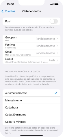 Si desactivas la función, pulsa el ajuste deseado.