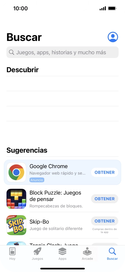 Pulsa en el campo de búsqueda e introduce el nombre o el tema de la app deseada.