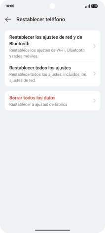 Pulsa Restablecer los ajustes de red y de Bluetooth.