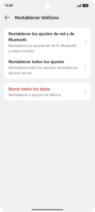 Pulsa Restablecer los ajustes de red y de Bluetooth.