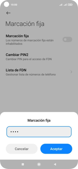 Introduce el código PIN2 y pulsa Aceptar.