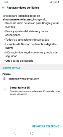 Pulsa REINICIAR TELÉFONO.