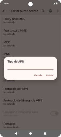 Introduce default y pulsa Aceptar.