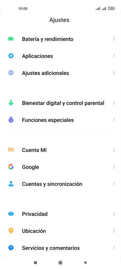 Pulsa Cuentas y sincronización.
