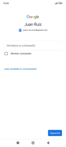Pulsa Introduce tu contraseña e introduce la contraseña de tu cuenta de Google.