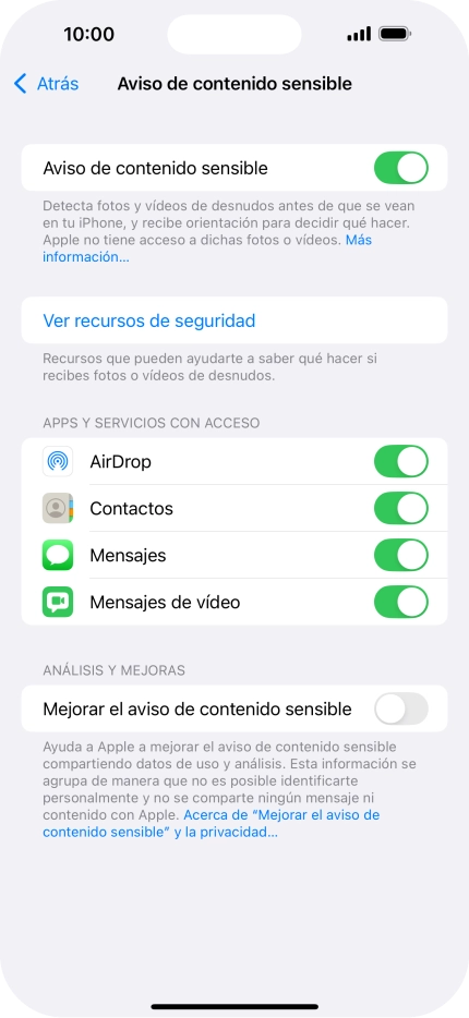 Pulsa el indicador junto a las aplicaciones deseadas para activar o desactivar la función.