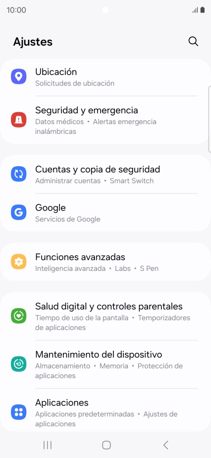 Pulsa Cuentas y copia de seguridad.