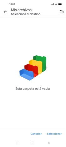 Si deseas crear una nueva carpeta, pulsa el icono de nueva carpeta y sigue las indicaciones de la pantalla para crearla.