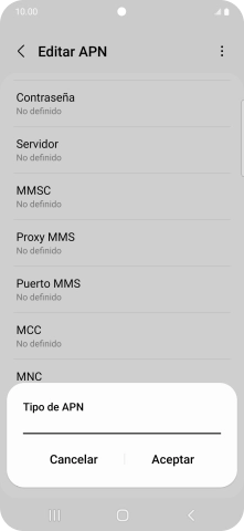 Introduce default y pulsa Aceptar.