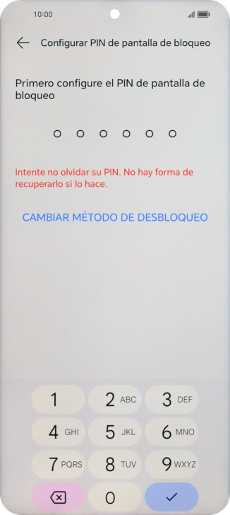 Pulsa CAMBIAR MÉTODO DE DESBLOQUEO.