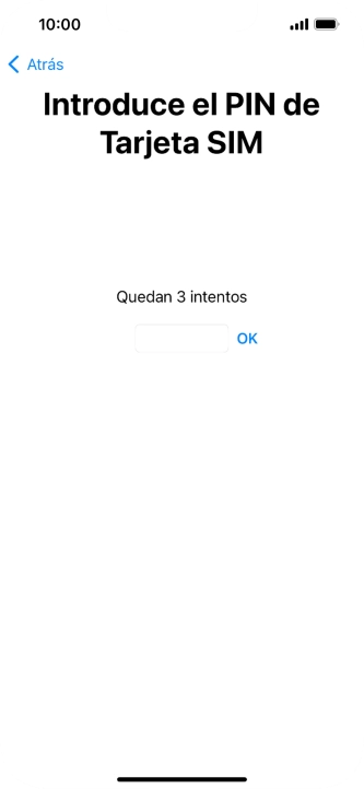 Si es necesario desbloquear la tarjeta SIM, introduce el código PIN y pulsa OK.