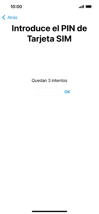 Si es necesario desbloquear la tarjeta SIM, introduce el código PIN y pulsa OK.