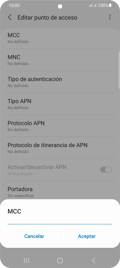 Introduce 214 y pulsa Aceptar.
