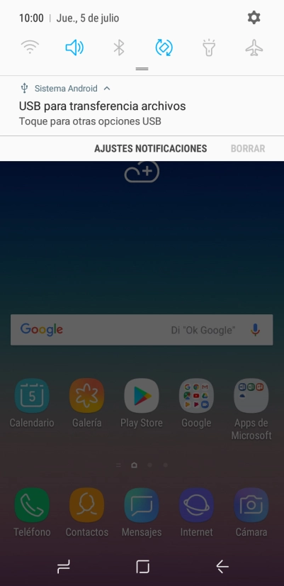 Pulsa Toque para otras opciones USB.