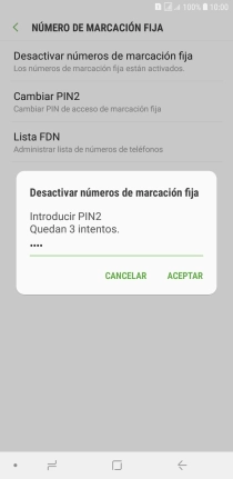 Introduce el código PIN2 y pulsa ACEPTAR.