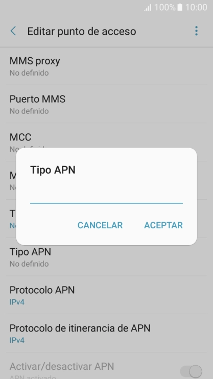 Introduce default y pulsa ACEPTAR.