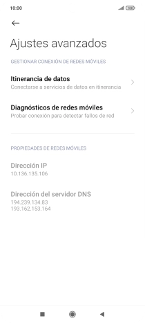 Pulsa Itinerancia de datos.