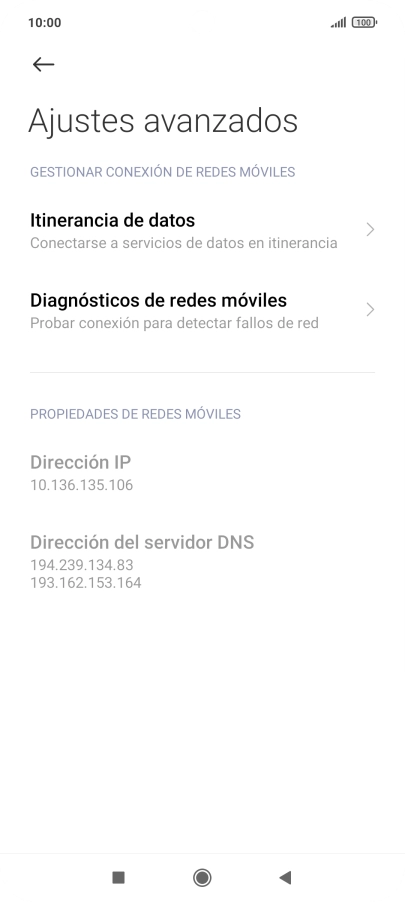 Pulsa Itinerancia de datos.